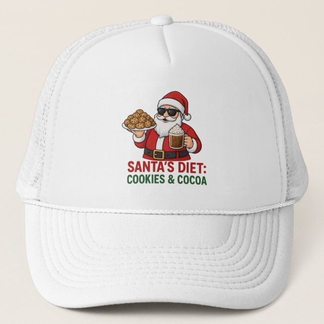 Boné Funny Santa Mug – Santa’s Diet: Cookies & Cocoa (Frente)