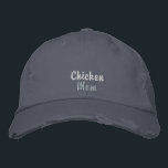 Boné Galinha Gelada Mãe Vintage Escócia Azul Rosa<br><div class="desc">Rustic Scotland Blue District Threads, Boné Chino Twill Baseball, bordado em rosa e branco. Uma bela ideia de presente para mães de frango.</div>