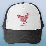 Boné Galinha Personalizada<br><div class="desc">Um design de galinha para amantes de frango e aves,  agricultores,  pequenos detentores e sussurros de frango. Arte original de Nic Squirrell. Altere o nome ou texto para personalizar.</div>