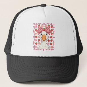 Boné Ganso de Morango Feminino para o Verão com Laço