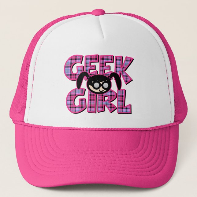 Boné Garota Geek Xadrez com Gráfico (Frente)