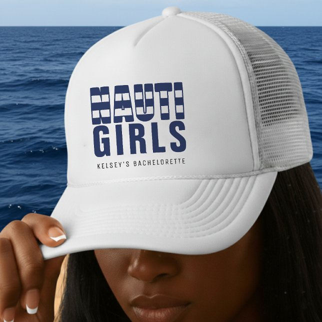 Boné Garotas Nauti Festa de Solteira Divertida (Nauti Girls Nautical Bachelorette Party Hat for Women)