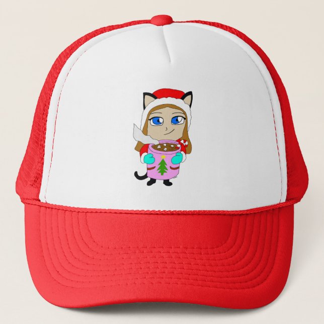 Boné garotinha chibi estilo gato  (Frente)