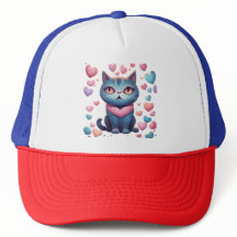 Gato Azul Bonito Com Gato De Coração | Kawaii Vale