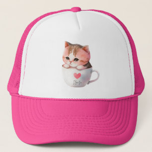 Boné Gato branco-rosado em uma taça de chá (2)