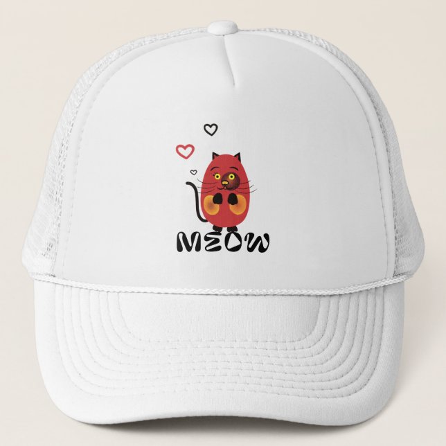 Boné Gato castanho engraçado (Frente)