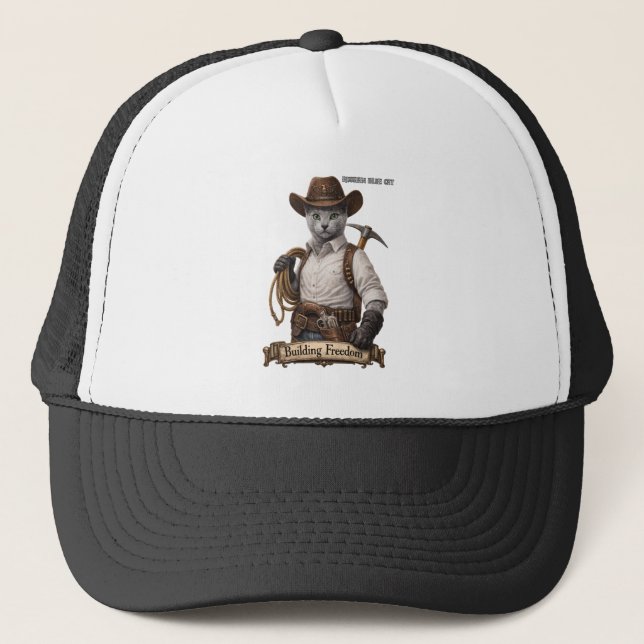 Boné Gato Cowboy Russian Blue – Construindo Liberdade (Frente)