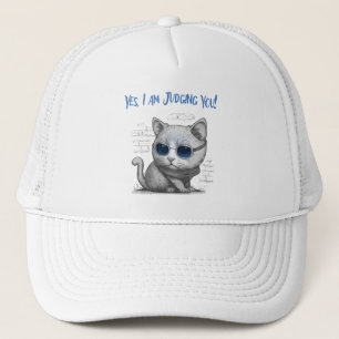 Boné Gato Crítico Julgando Você Texto Azul