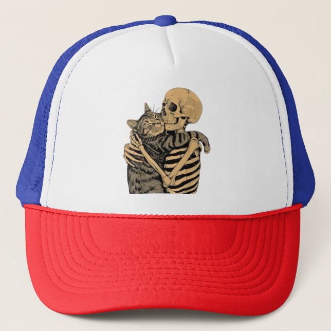 Boné Gato de Abraço de Esqueleto - Gpresente de Sobreca (Frente)