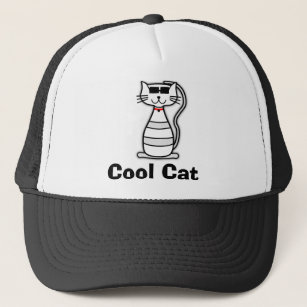 Boné Gato de desenho bonitinho legal e gato com óculos 