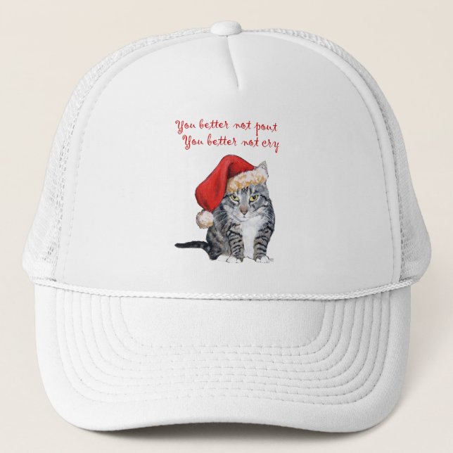 Boné Gato de Papai Noel - É melhor não resmungar! (Frente)