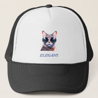 Boné gato elegante com óculos escuros Trucker Hat / bon
