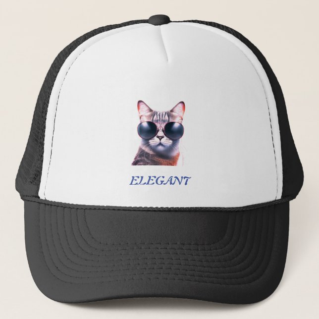 Boné gato elegante com óculos escuros Trucker Hat / bon (Frente)
