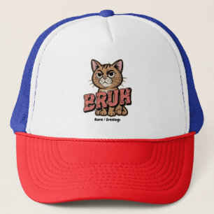 Boné Gato Engraçado Bruh Meme Humor Gráfico Gato Gato P