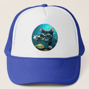 Boné Gato engraçado no Aquário