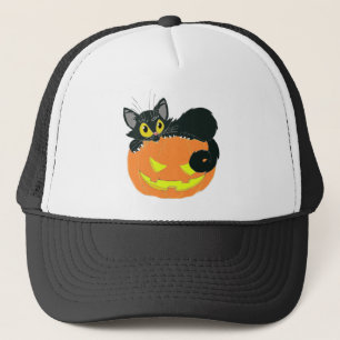 Boné Gato Negro e Abóbora do Halloween