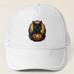 Boné Gato Negro Halloween Assustador Pumpkins Moon Blac