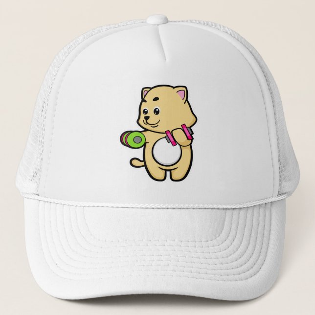 Boné Gato no Biceps treinando com Dumbbells (Frente)