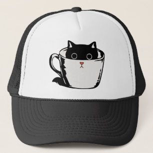 Boné Gato preto com nariz vermelho escondido em um copo