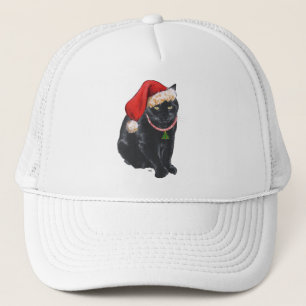 Boné Gato Preto de Chapéu de Papai Noel