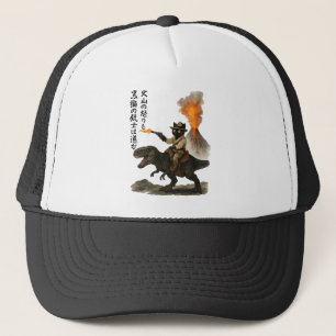 Boné Gato Preto Épico Cowboy Montando Dinossauro com Vu