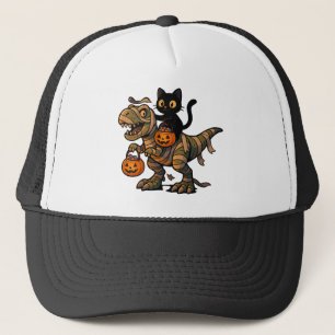 Boné Gato Preto Montando Múmia T-Rex – Dino Fofo de Hal