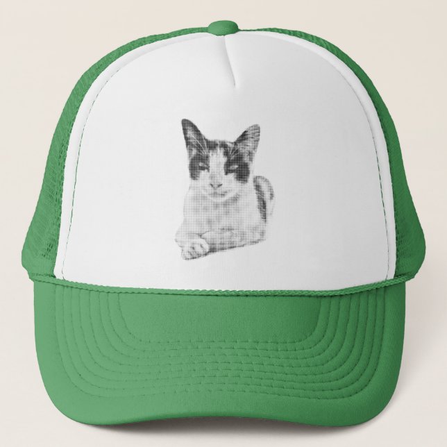 Boné Gato Retro em Meios-Tons (Frente)