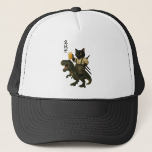 Boné Gato Samurai com Cerveja & T-Rex   Arte Japonesa R