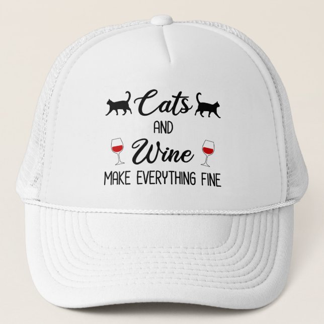 Boné Gatos e Vinho Tornam Tudo Bem (Frente)