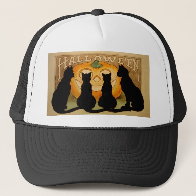 Boné Gatos pretos e um Jack O'Lantern (Frente)