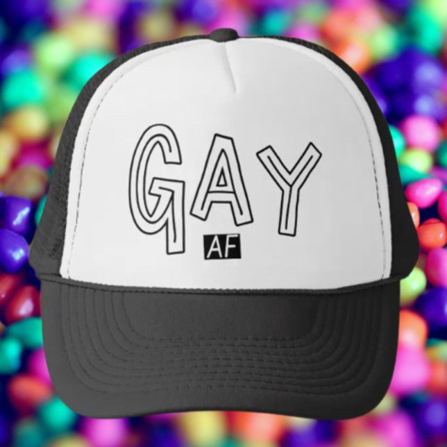 Boné Gay AF Tipografia Preto e Branco (Criador carregado)