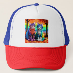 Boné Gêmeos da arte digital de gatos-56467