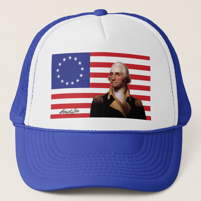 Boné George Washington & bandeira de 13-Star E.U. (Frente)