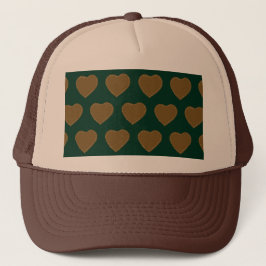 Boné Gingerbird Hearts Trucker Hat (Verde e Castanho)