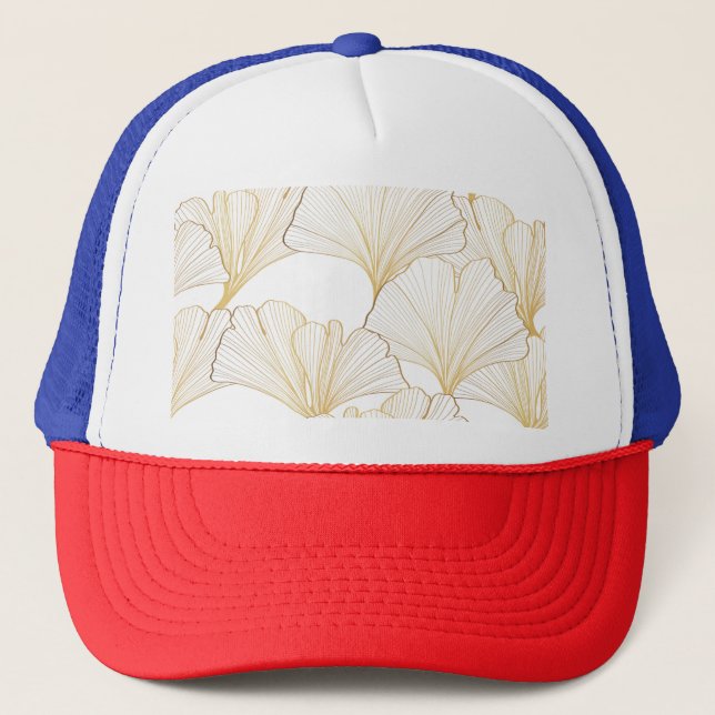 Boné Ginkgo Dourado: Esquema de Folha Luxuosa (Frente)