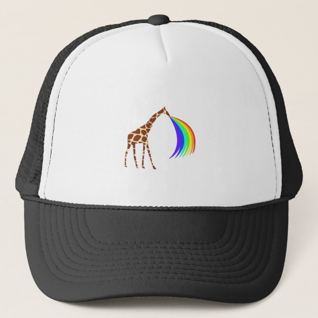 Boné Girafa barbeando um arco-íris (Frente)