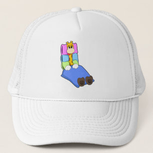 Boné Girafa dormindo com cobertor e Travesseiro