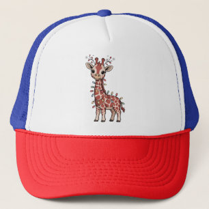 Boné Girafa Envolta em Luzes de Natal Amantes de Animai