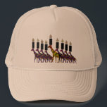 Boné Girafa Hannukah Menorah<br><div class="desc">Ilustração gráfica de um menorah de Hannukah do girafa.</div>