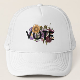 Boné Girassol Vintage Floral Elegante Feminino Vá Votar