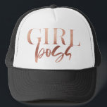 Boné Girl Boss | Rose Gold Black Text |<br><div class="desc">GIRL BOSS - modern,  fun,  trendy and powerful

***For additional zazzle business stationery,  advertising or merchandising items to match this item,  please contact us through the designer contact on the our zazzle homepage.</div>