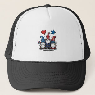 Boné Gnomo Patriótico Desenho Vetorial de Gravura Vinta
