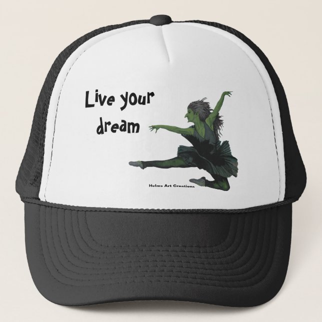 Boné Goblin Girl Balé Dancing Fantasy Art Trucker Hat (Frente)