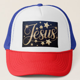 Boné Gold Jesus Script Blue 