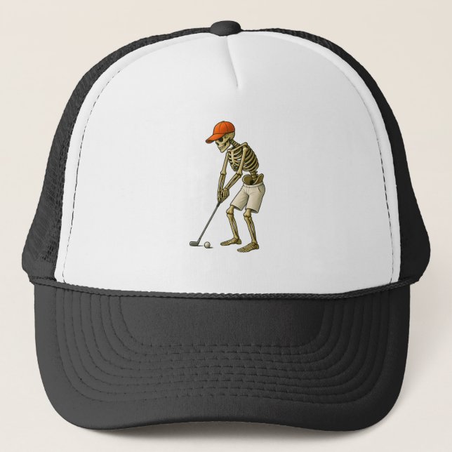 Boné Golf Ball Costume - Pumpkin Skull Golf Playe Hat (Frente)