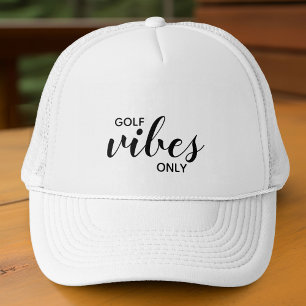 Boné Golfista Esportivo Preto Frase de Golfe Vibrações 