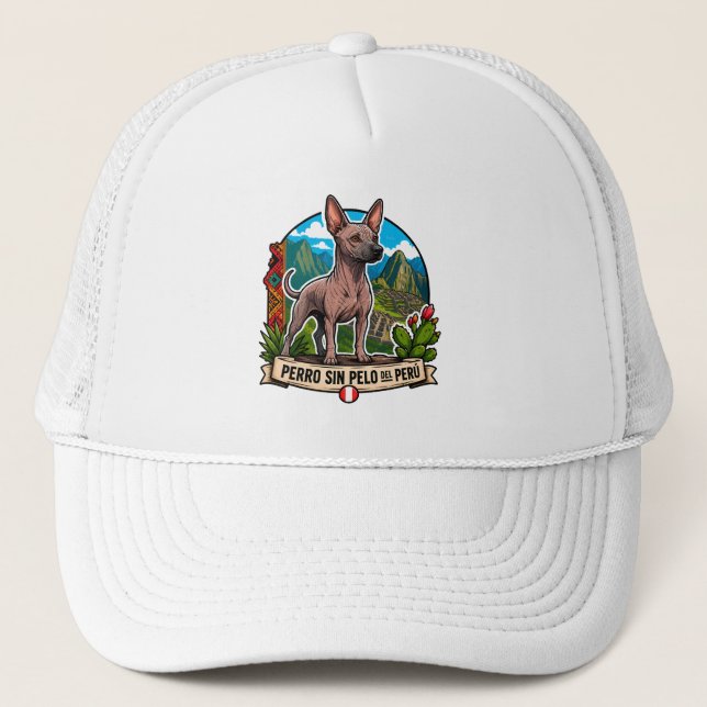 BONÉ GORRA CON LA IMAGEN DEL PERRO SIN PELO DEL PERU (Frente)
