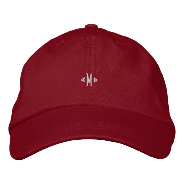 Boné Gorro Ajustável Vermelho Elegante com Monograma In (Frente)