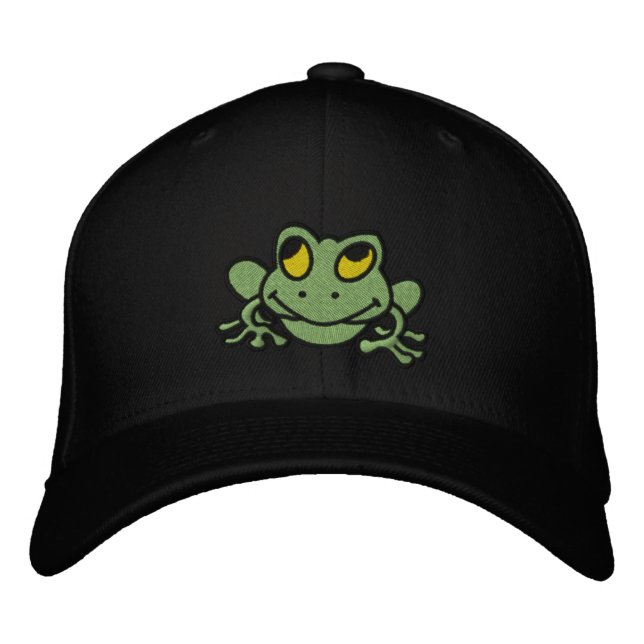 Boné Gorro Bordado com Sapo Verde Fofo (Frente)