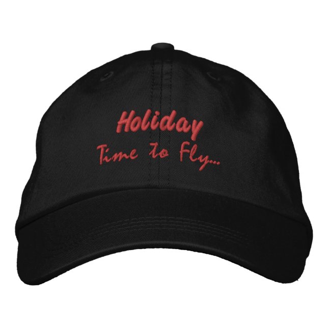 Boné Gorro com Bordado de Férias na Cor Preta (Frente)